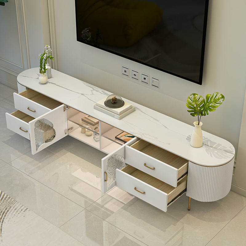 Contemporary TV Media Console Stone TV Console for Living Room 94.5"L x 16"W x 19"H Clearhalo 'furn' 'furn_tv_stands_entertainment_centers' 'Furniture' 'Living Room Furniture' 'TV Stands & Entertainment Centers' 'TV Stands & Media Storage Furniture' 'tv_stands_entertainment_centers' 7379291