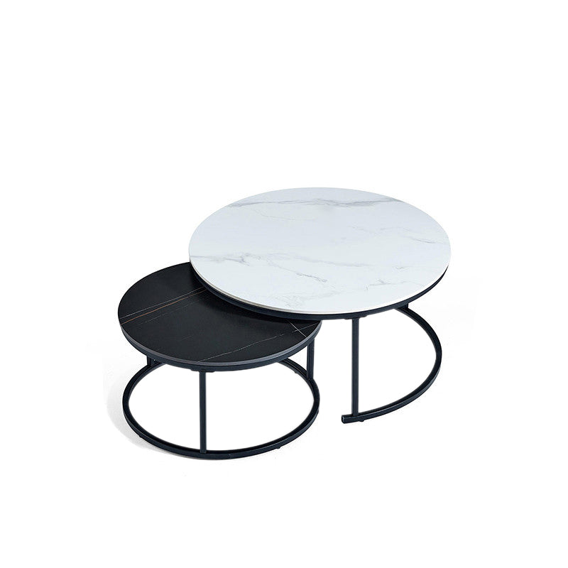 Minimalism Frame Cocktail Table Slate Top Coffee or End Table with Storage Drawers White Stone Clearhalo 'Coffee & Accent Tables' 'Coffee Tables' 'coffee_tables' 'furn' 'furn_coffee_tables' 'Furniture' 'Living Room Furniture' 7379581