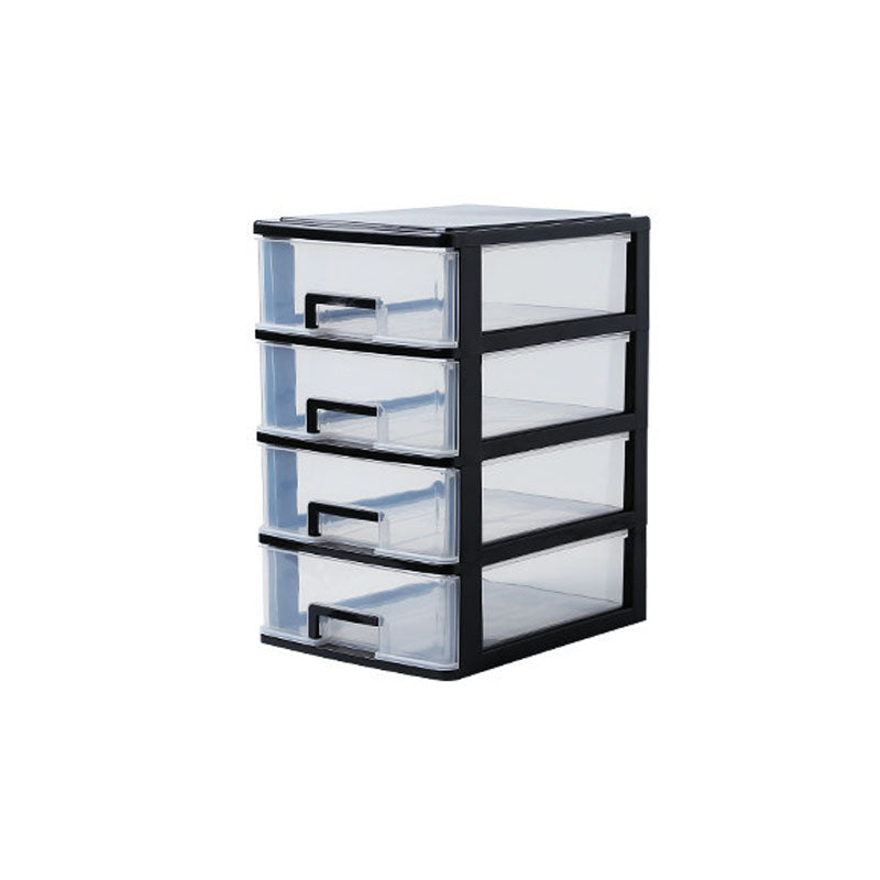 Contemporary Plastic Cabinet Vertical File Cabinet with Drawers for Office 9.8"L x 13.4"W x 16.5"H Black Clear Clearhalo 'Filing Cabinets' 'filling_cabinets' 'furn' 'furn_filling_cabinets' 'Furniture' 'Office Furniture' 7382041