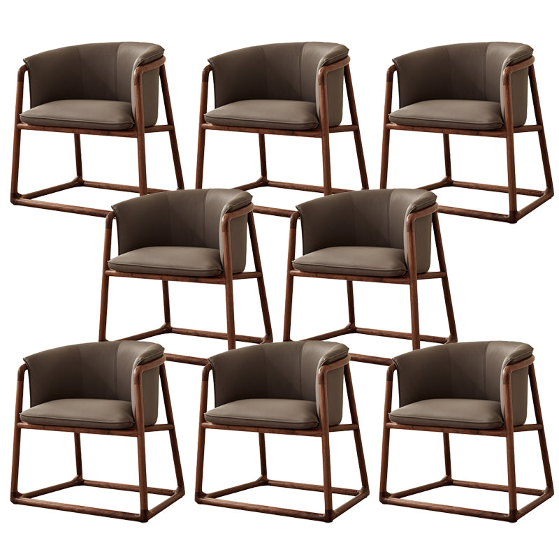 Modern Style Dining Chair Leather Wooden Base Arm Chair for Home Use 8 Piece Set Clearhalo 'Dining Chairs' 'Dining Tables & Seating' 'dining_chair' 'furn' 'furn_dining_chair' 'Furniture' 'Kitchen & Dining Furniture' 7382419