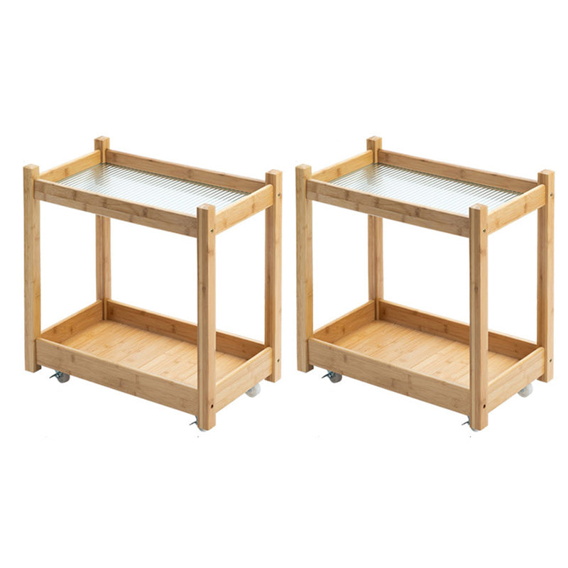 11" Wide Contemporary Corner Table Storage Clear Double Tier Accent Side Table Natural 2 Clearhalo 'Coffee & Accent Tables' 'End & Side Tables' 'end_side_tables' 'furn' 'furn_end_side_tables' 'Furniture' 'Living Room Furniture' 7382752