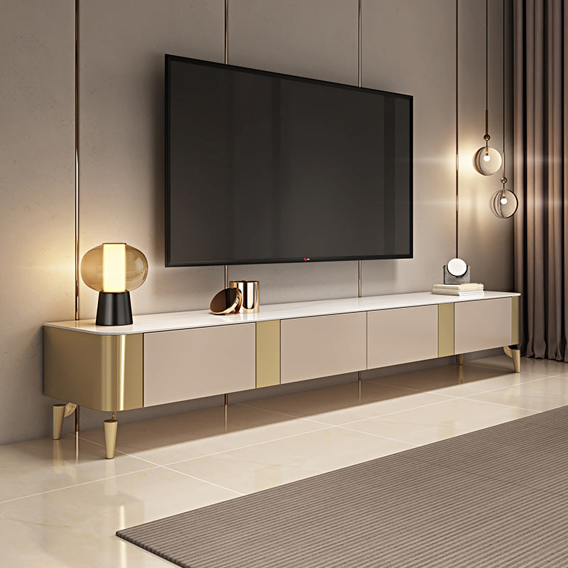 Contemporary TV Stand Console Stone TV Media Console with Drawers Gold Clearhalo 'furn' 'furn_tv_stands_entertainment_centers' 'Furniture' 'Living Room Furniture' 'TV Stands & Entertainment Centers' 'TV Stands & Media Storage Furniture' 'tv_stands_entertainment_centers' 7383559