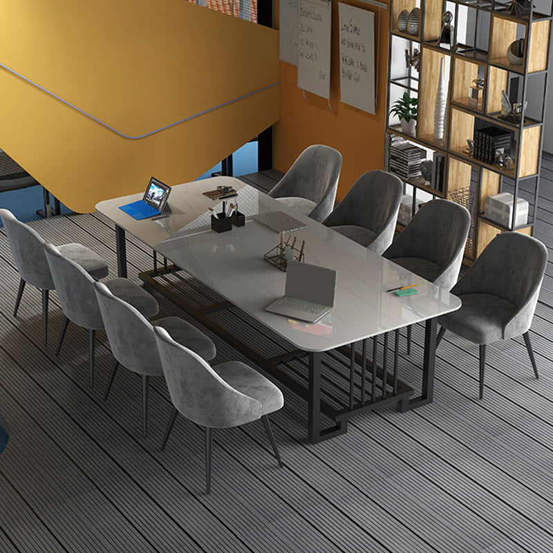 Stone Modern Style Office Desk Bape Rectangular Shape Tablas de conferencias con 2 piernas para oficina
