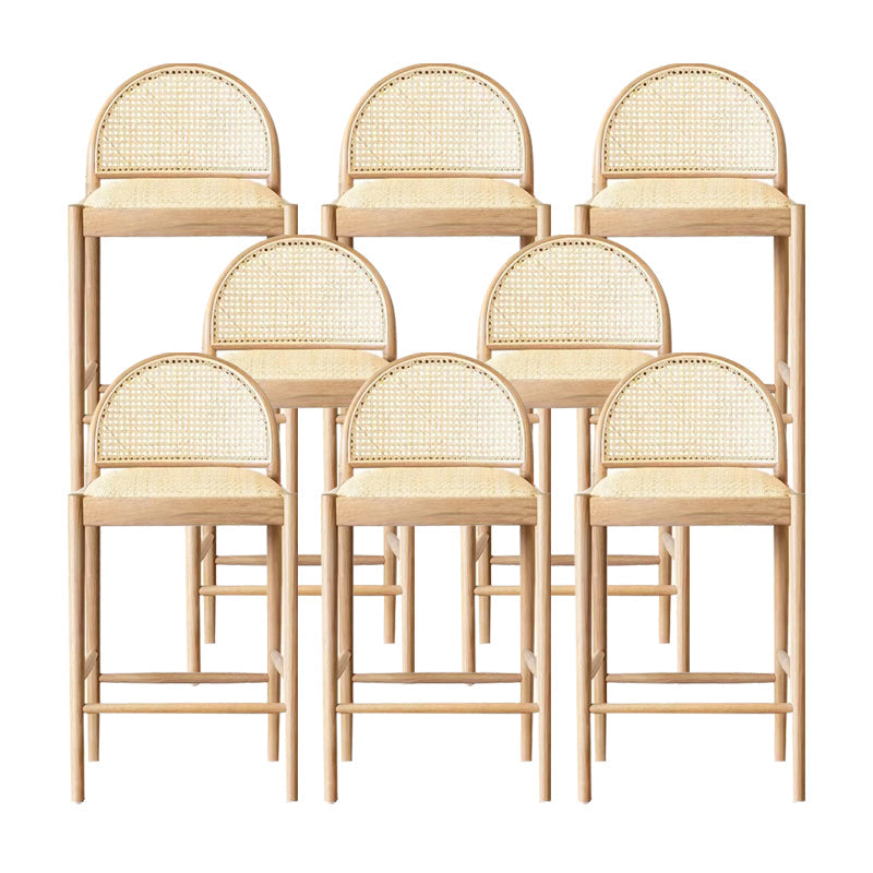 Contemporary Solid Wood Bar Stool Wicker Bar Stool with Footrest