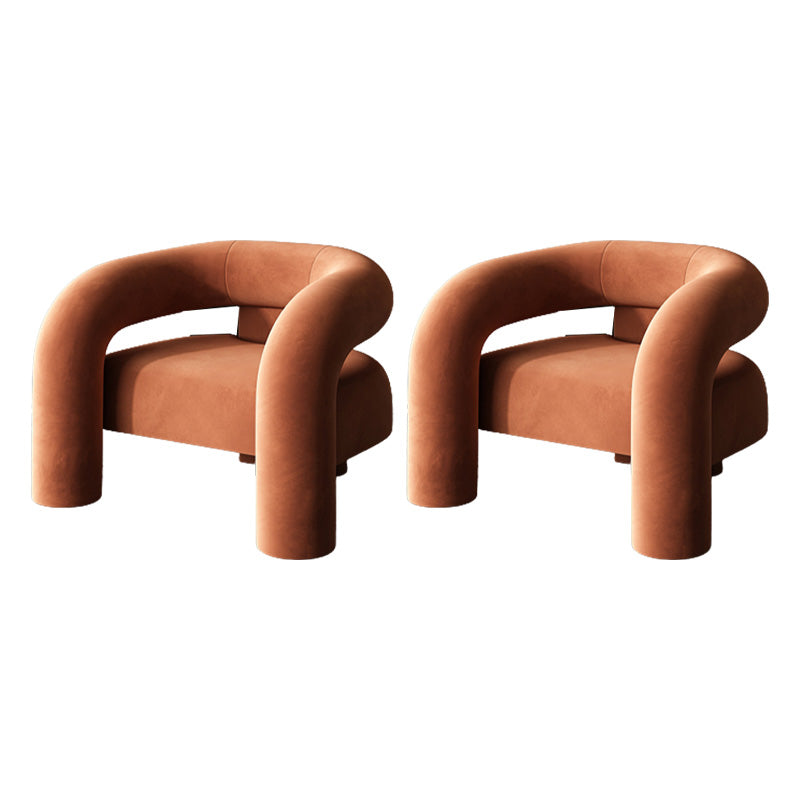 Solid Wood Frame Lounge Chair Arms Included Side Chair for Living Room Orange Flannel 2 Piece Set Clearhalo 'Accent Chairs' 'accent_chairs' 'Chairs & Seating' 'furn' 'furn_accent_chairs' 'Furniture' 'Living Room Furniture' 7385951