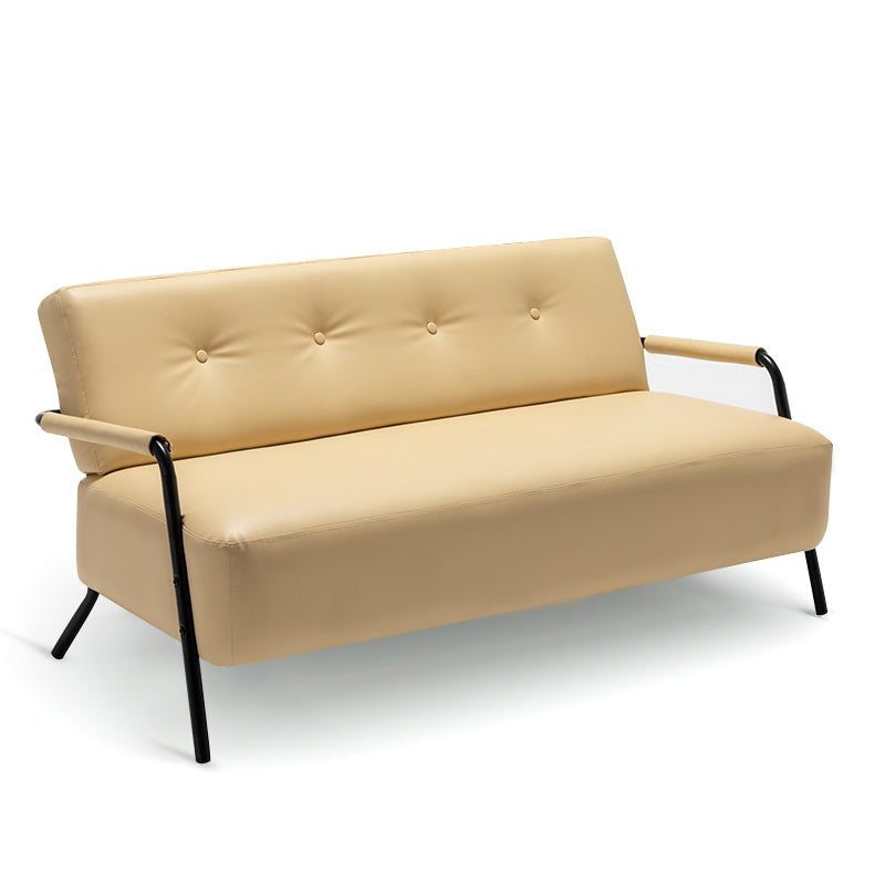 Tufted Back PU Leather Sofa Mid-Century Modern 3-seater Sofa -57" W