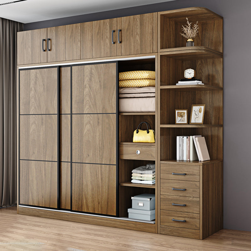 Modern Style Freestanding Wardrobe Pine Wood Wardrobe with Drawer