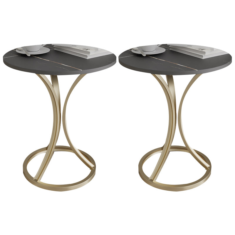 Glam Metal Side End Table Pedestal Round Sofa Side Accent Table Gold Black Gold 2 Clearhalo 'Coffee & Accent Tables' 'End & Side Tables' 'end_side_tables' 'furn' 'furn_end_side_tables' 'Furniture' 'Living Room Furniture' 7391799
