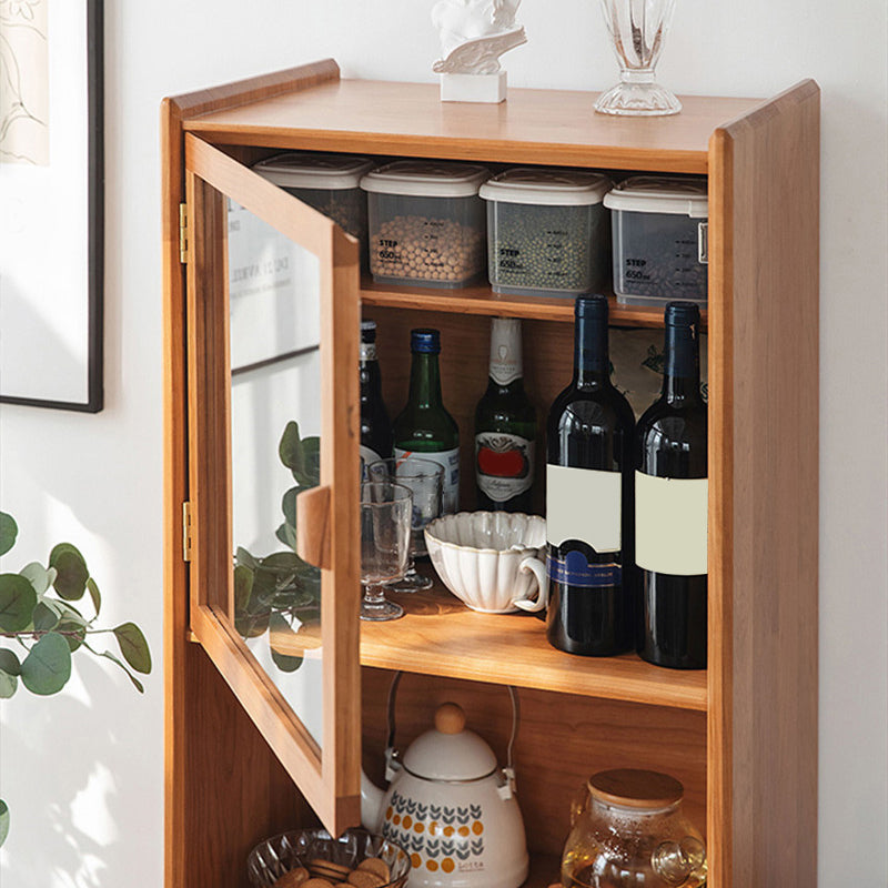 Glass Paned Cabinet Brown Pine and Cherry Accent Cabinet with Doors Clearhalo 'Cabinets & Chests' 'cabinets_chests' 'furn' 'furn_cabinets_chests' 'Furniture' 'Living Room Furniture' 7392320