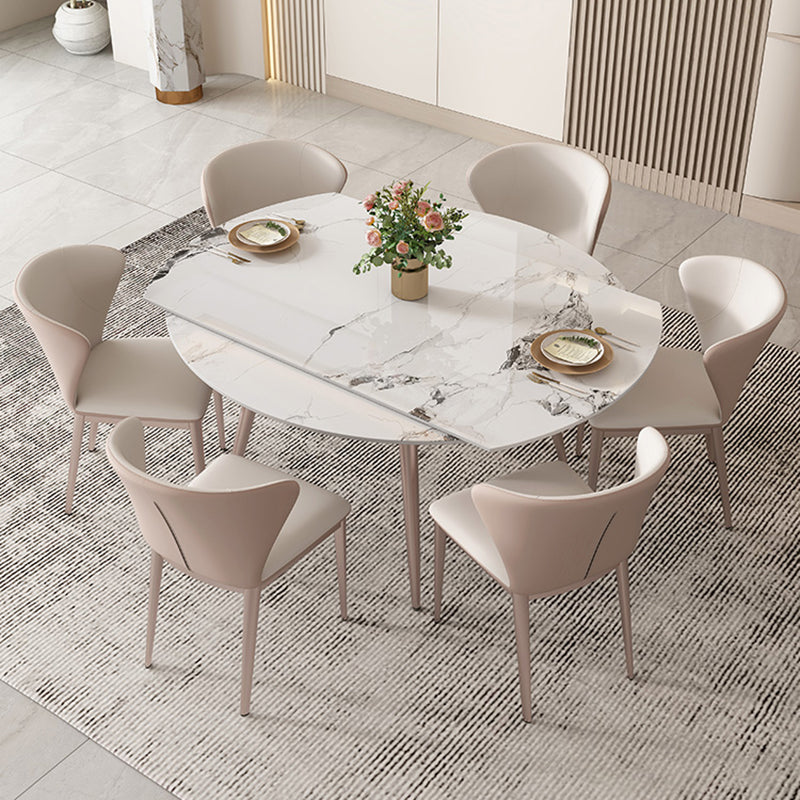 Set da pranzo in pietra sinterizzato 1/5/7 pezzi con mobili da cucina a base di metallo