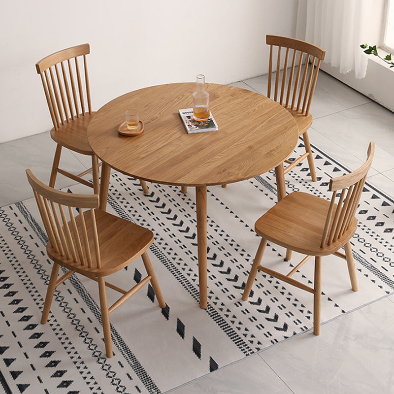 Set da pranzo in legno di quercia moderna 1/5 pezzi set di dinette marrone con sedie in legno