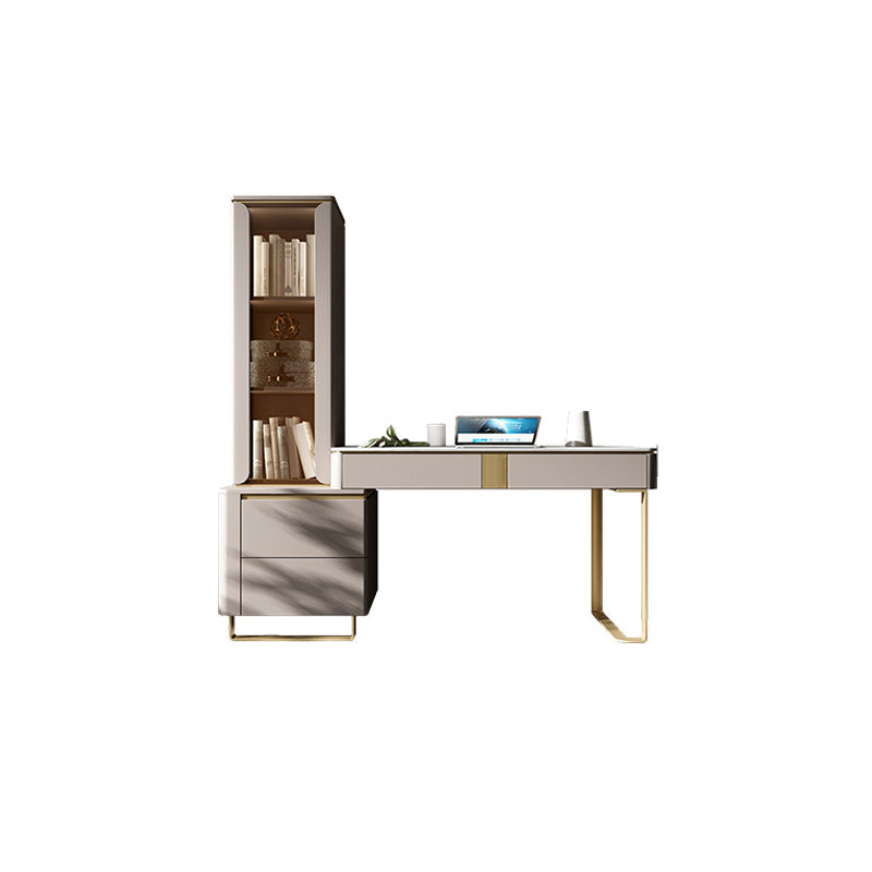 Table de bureau moderne de forme rectangulaire Bureau d'écriture en pierre en gris