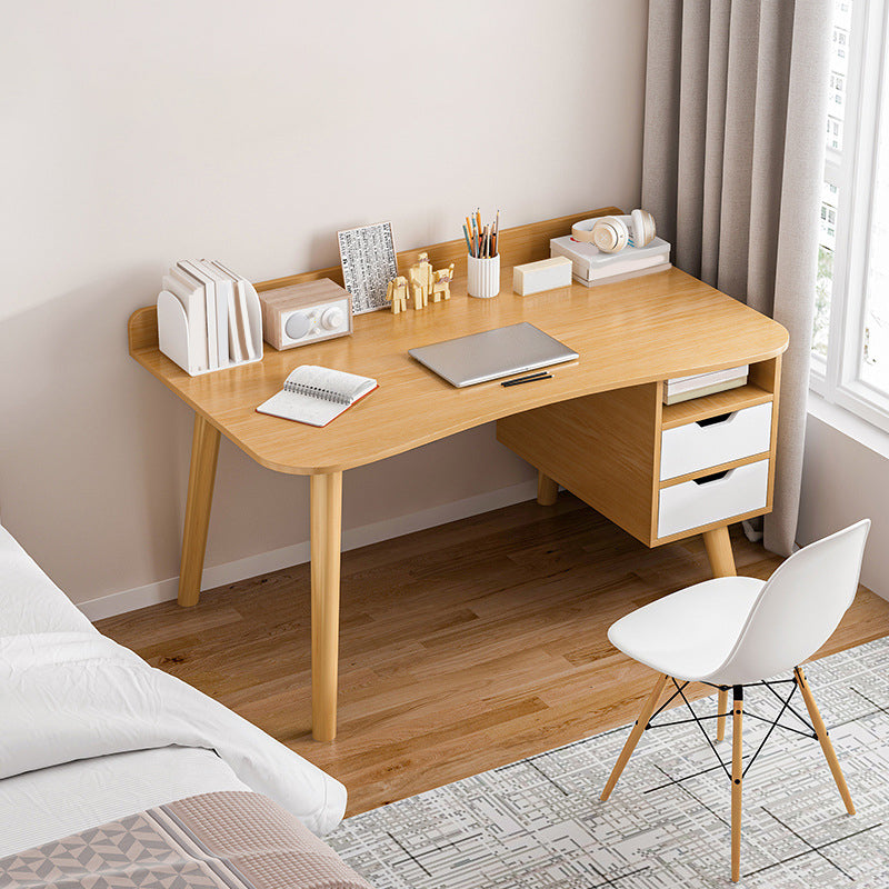 Contemporary Office Desk Parsons Writing Desk with Wooden Legs 47.2"L x 23.6"W x 28.7"H Natural Drawers Clearhalo 'furn' 'furn_office_desk' 'Furniture' 'Office Desks' 'Office Furniture' 'office_desk' 7394184