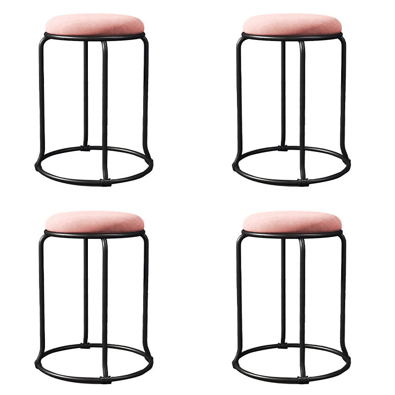 Glamour -Rundstuhl Ottoman Nase Samt Metallrahmen Kratzer Sherpa Pouf