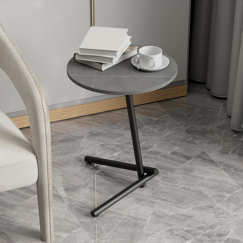 Hedendaagse leisteen en metalen enkele salontafel frame ronde glamour salontafel