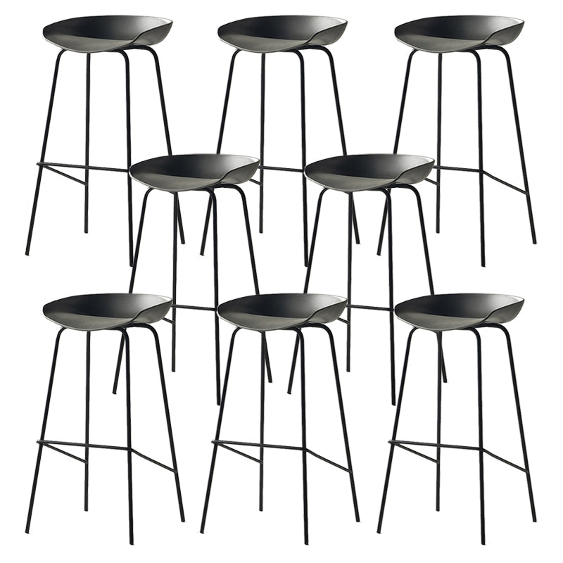 Modern Backrest Armless Counter Stool Iron Bar Stool with Pedal for Cafe