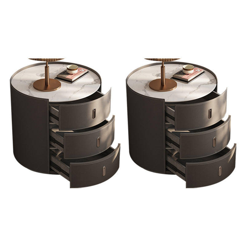 3つの引き出し現代のアクセントテーブルナイトスタンドフェイクレザーベッドナイトスタンド