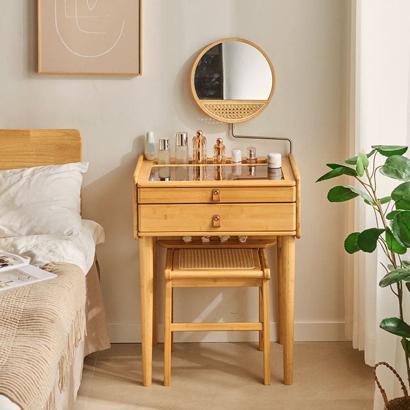 2つの収納引き出し付きの現代の木材の虚栄心鏡付きメイクアップバニティデスク