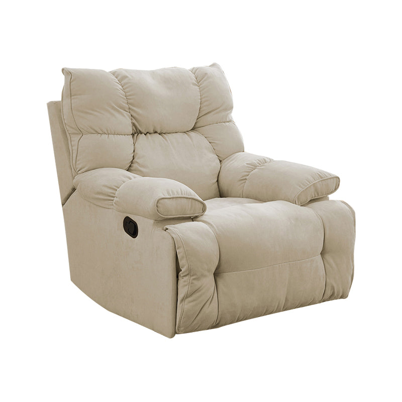 Microsuede Swiveling Recliner Chair Modern Pillow Top Arm Recliners with USB Cord 39"L x 42"W x 41"H Beige Clearhalo 'Chairs & Seating' 'furn' 'furn_recliners' 'Furniture' 'Living Room Furniture' 'Recliners' 7397641