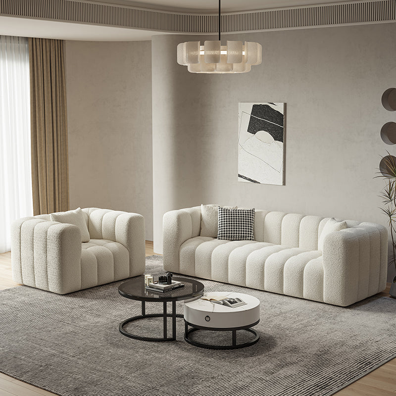 Square Arm Sofa Scratch Resistant Living Room Seating with Pillows