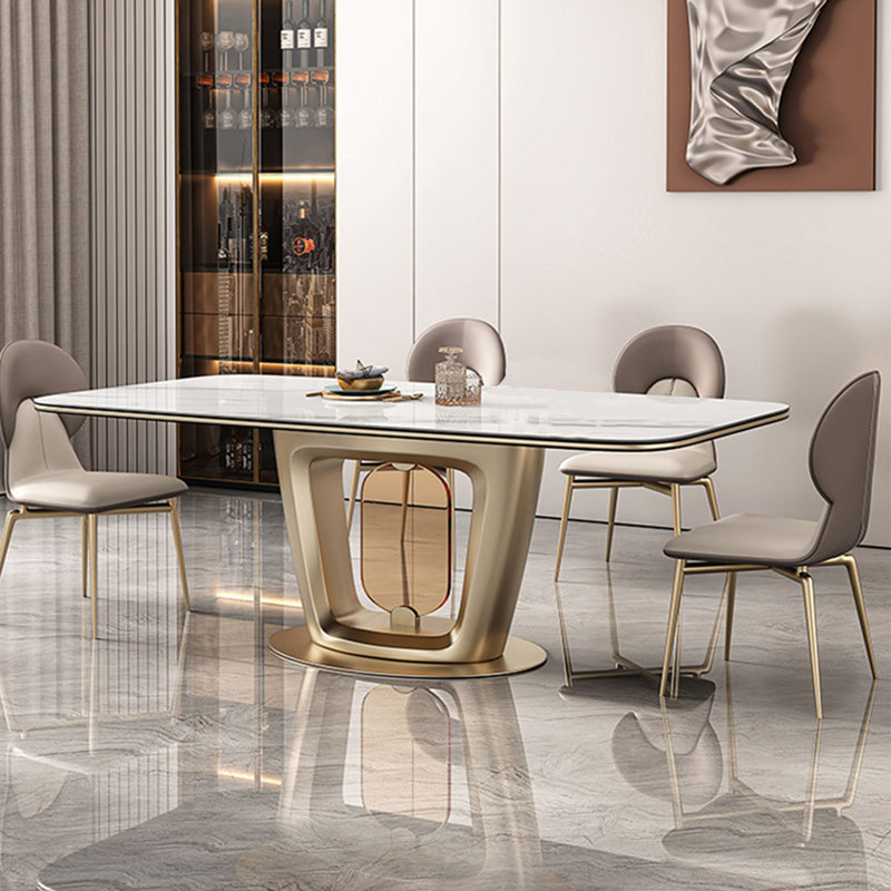 Glossy White Stone Dining Table Set for Home 1/5 Pieces Modern Dinette Set