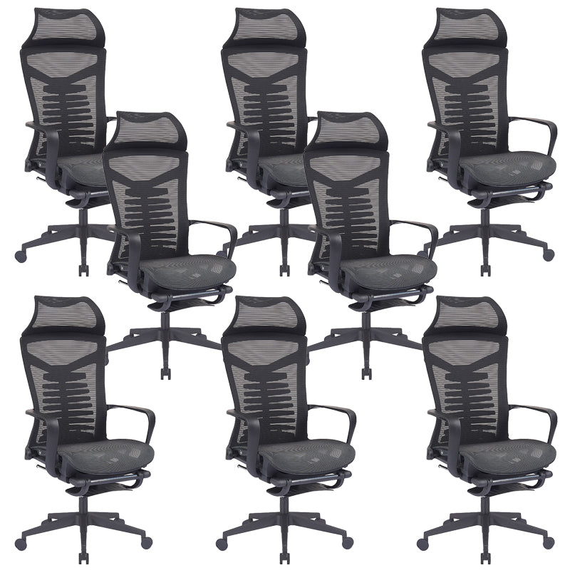 Modern Swivel Chair Adjustable Seat Height Chair with Breathable Back 8 Piece Set Synthetic Fiber Clearhalo 'furn' 'furn_office_chair' 'Furniture' 'Office Chairs' 'Office Furniture' 'office_chair' 7399801