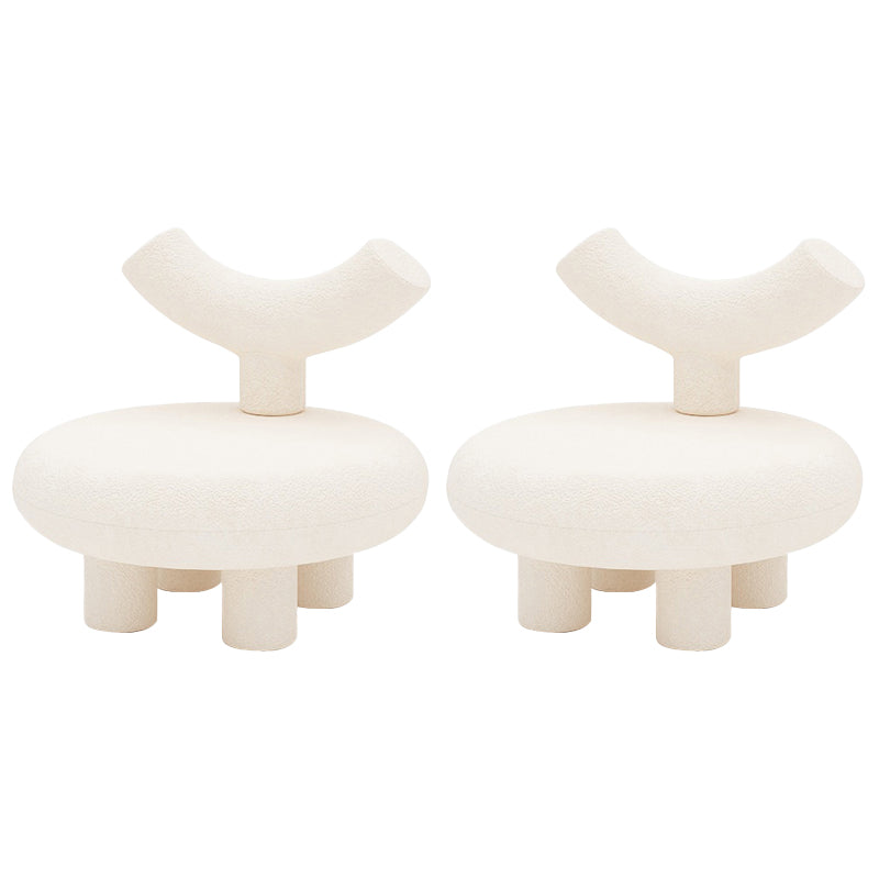 Scandinavian White Wool Parsons Chair with Fixed Back and 4 Legs 27.5"L x 27.5"W x 32"H 2 Piece Set Clearhalo 'Accent Chairs' 'accent_chairs' 'Chairs & Seating' 'furn' 'furn_accent_chairs' 'Furniture' 'Living Room Furniture' 7400353