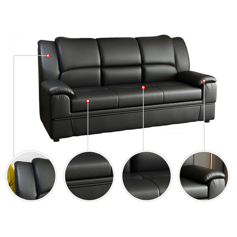 Sofas de cuero de sofá cama escandinava de cuero negro con almacenamiento