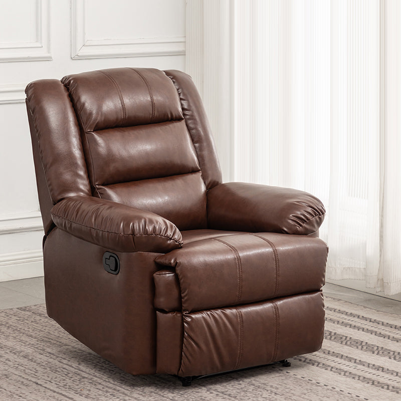 Faux Leather Swivel Base Recliner Chair Modern 36.2" W Recliners with Massage Coffee Clearhalo 'Chairs & Seating' 'furn' 'furn_recliners' 'Furniture' 'Living Room Furniture' 'Recliners' 7401989