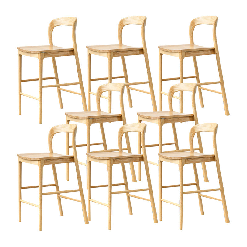 Indoor Solid Wood Bar Stool Upholstered Bar Stool with Footrest Natural 8 Piece Set Clearhalo 'Bar Furniture' 'Bar Stools' 'bar_stools' 'furn' 'furn_bar_stools' 'Furniture' 'Kitchen & Dining Furniture' 7403435