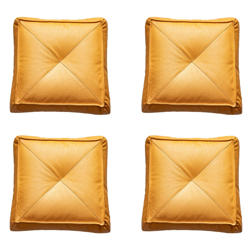 Glam Pouf Ottoman Faux Leather Stain Resistant Solid Color Square Ottoman Yellow 4 Piece Set Clearhalo 'furn' 'furn_ottomans_poufs' 'Furniture' 'Living Room Furniture' 'Ottomans & Poufs' 'ottomans_poufs' 7403631