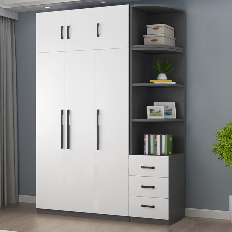 Engineered Wood Wardrobe Cabinet Modern Style Wardrobe Closet with Shelves