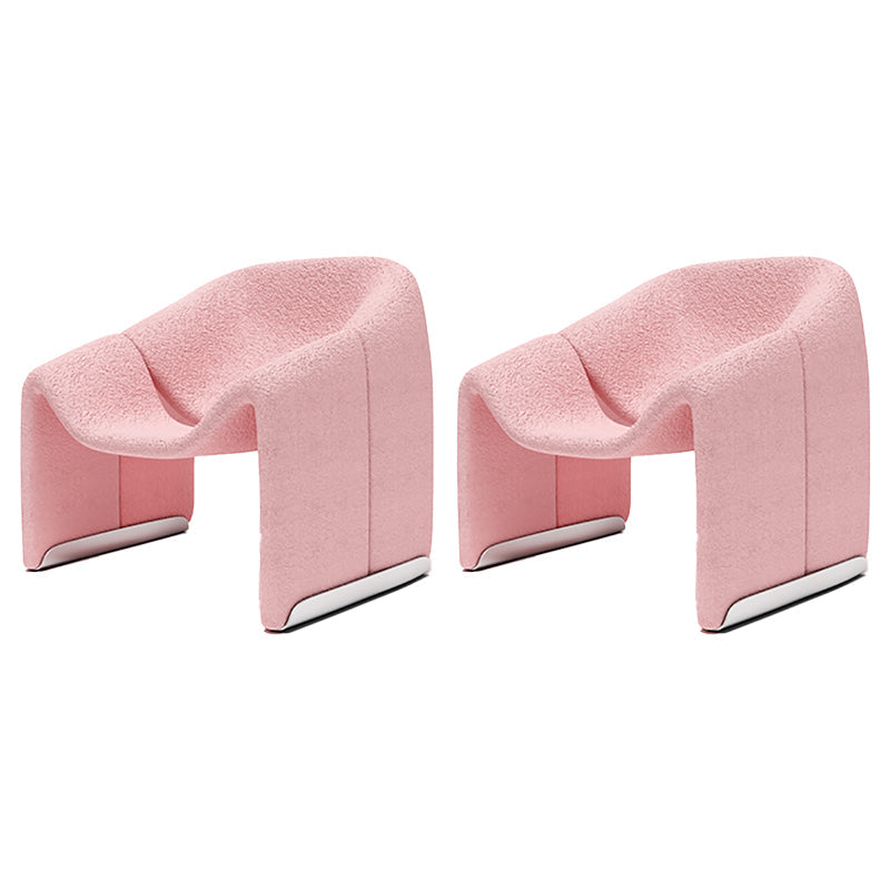 White Wool Accent Armchair with Sled Base and Tight Back in Solid Wood Pink 2 Piece Set Clearhalo 'Accent Chairs' 'accent_chairs' 'Chairs & Seating' 'furn' 'furn_accent_chairs' 'Furniture' 'Living Room Furniture' 7404117