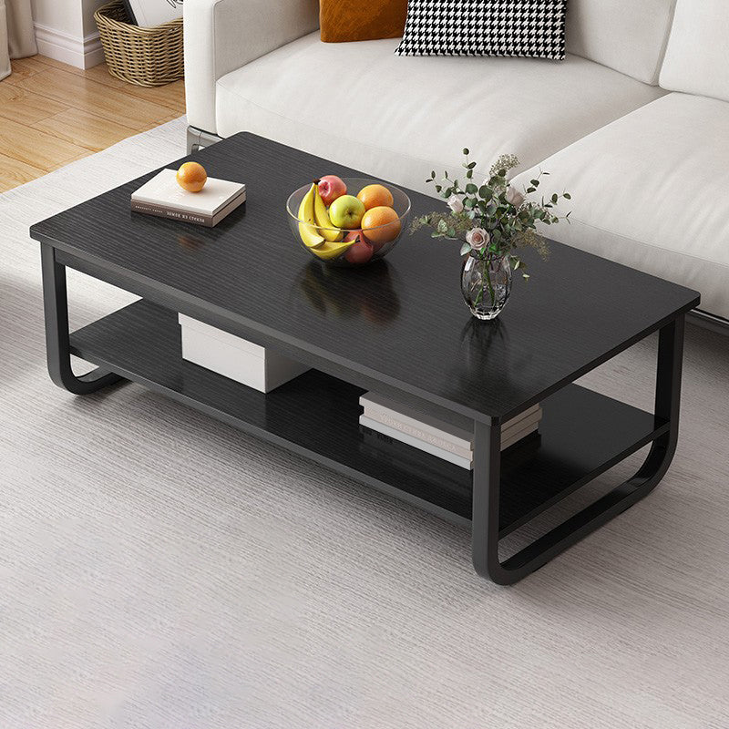 Contemporary Sled Cocktail Table Rectangle Single Coffee Table 47"L x 24"W x 16.5"H Black Clearhalo 'Coffee & Accent Tables' 'Coffee Tables' 'coffee_tables' 'furn' 'furn_coffee_tables' 'Furniture' 'Living Room Furniture' 7404263