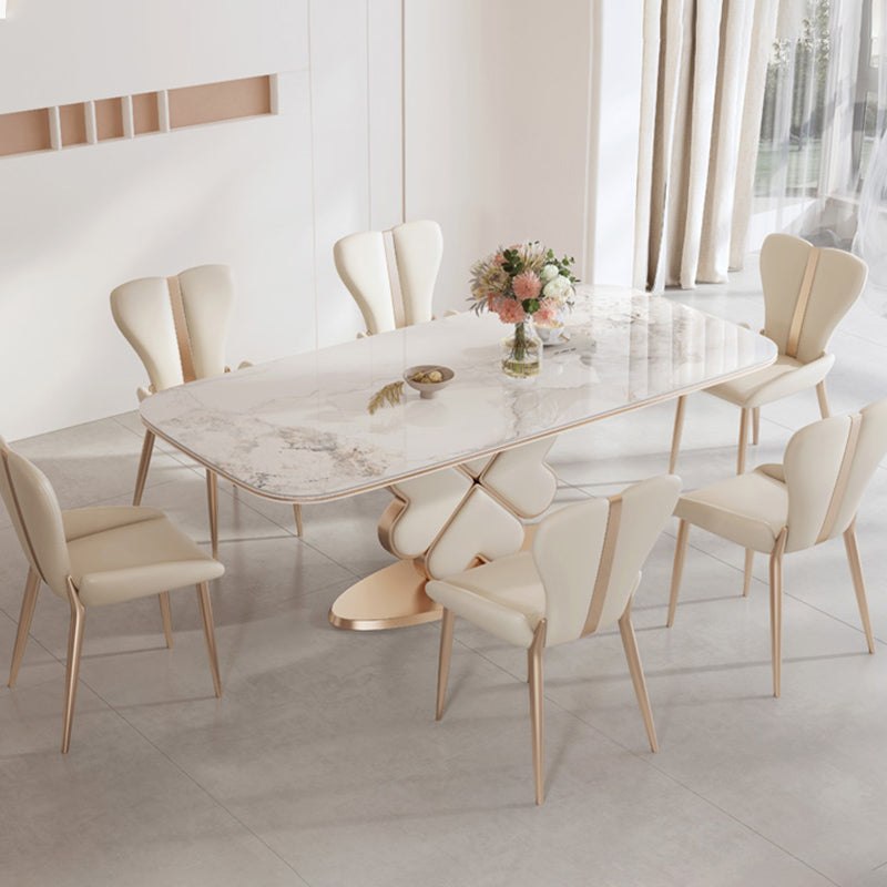 Modern Rectangle 1/4/5/7 Pieces Furniture Sintered Stone Dining Set in White