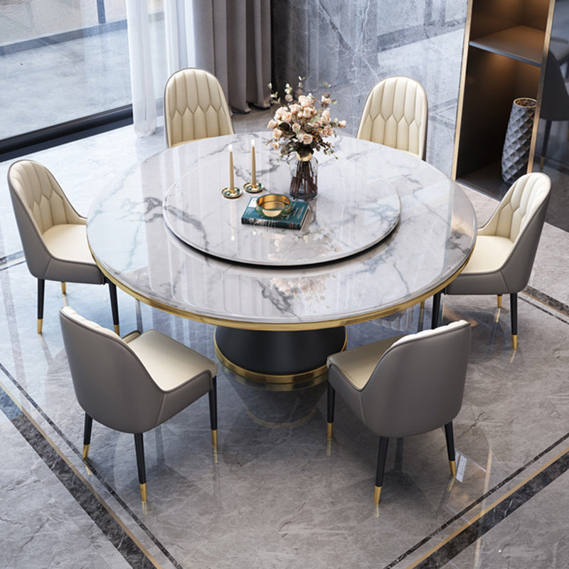 Modern Marble Dining Table Set 1/2/5/7 Pieces with Metal Base Kitchen Furniture Set