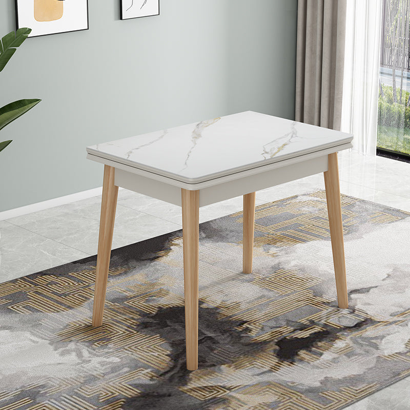 Modern Scalable Rectangle Dining Table Rubber Base for Dining Room Slate White 47.2"L x 35.4"W x 29.5"H Clearhalo 'Dining Tables & Seating' 'Dining Tables' 'dining_table' 'furn' 'furn_dining_table' 'Furniture' 'Kitchen & Dining Furniture' 7405848