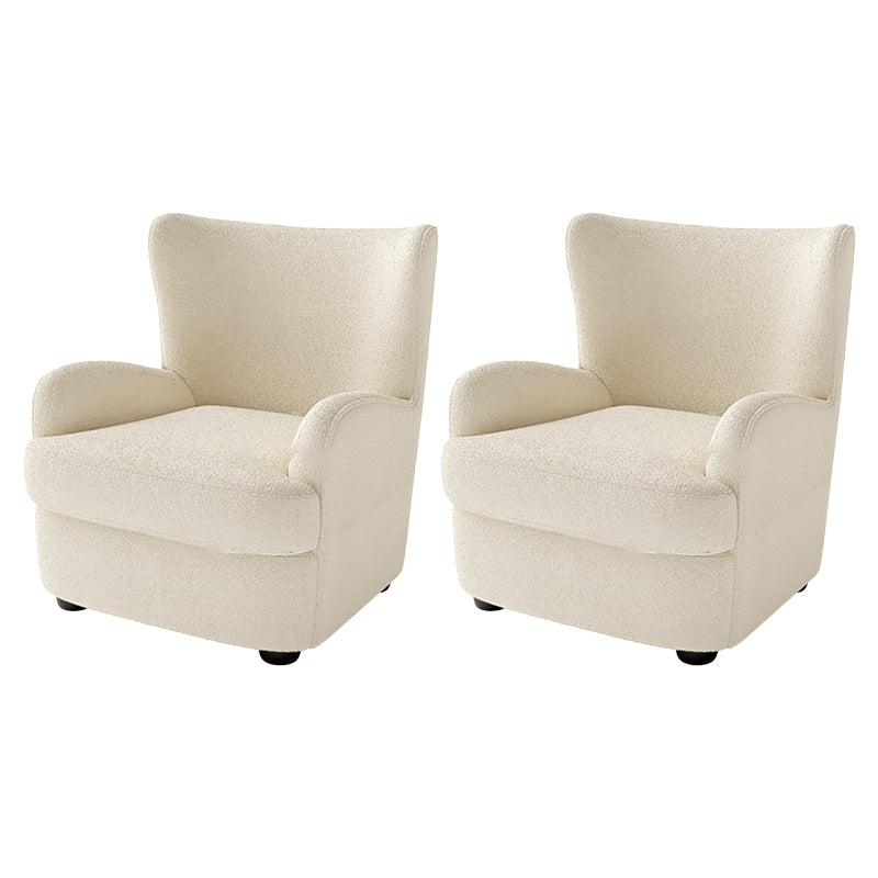 Mid-Century Modern Wingback Chair in Faux Leather/Wool with Tight Back