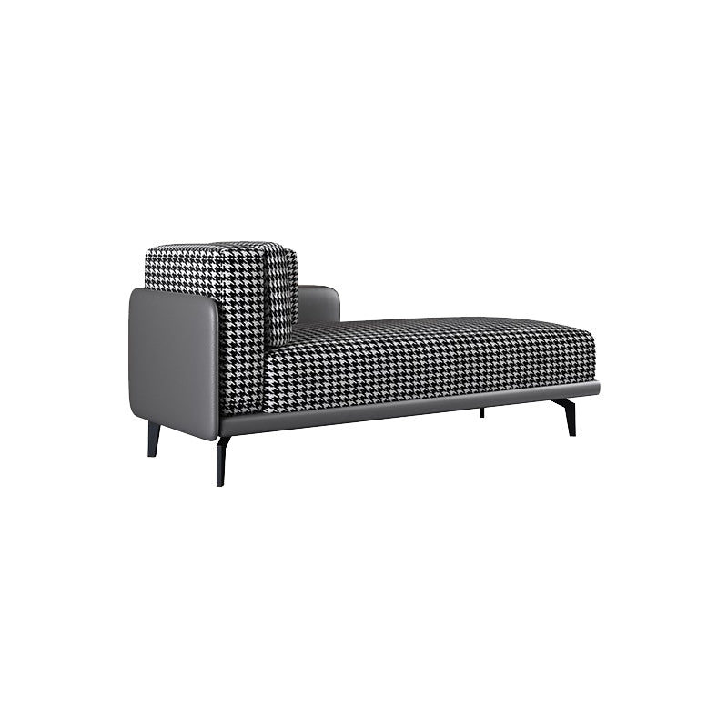 Divano Chaise Lounge imbottito in pied de poule con bracciolo