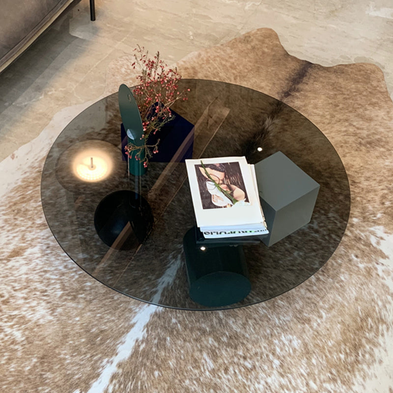 8.6"H Contemporary Coffee Table Glass Top Coffee Cocktail Table Black Clearhalo 'Coffee & Accent Tables' 'Coffee Tables' 'coffee_tables' 'furn' 'furn_coffee_tables' 'Furniture' 'Living Room Furniture' 7413368