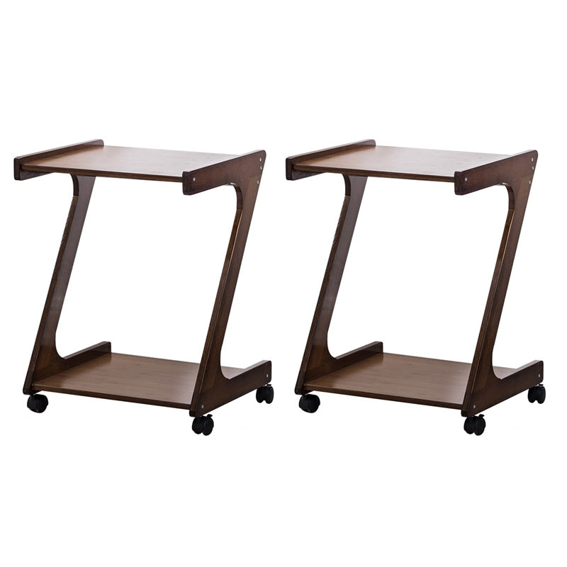 15" Wide Contemporary Corner Table Wood Double Tier Accent Side Table Walnut 2 Clearhalo 'Coffee & Accent Tables' 'End & Side Tables' 'end_side_tables' 'furn' 'furn_end_side_tables' 'Furniture' 'Living Room Furniture' 7413755