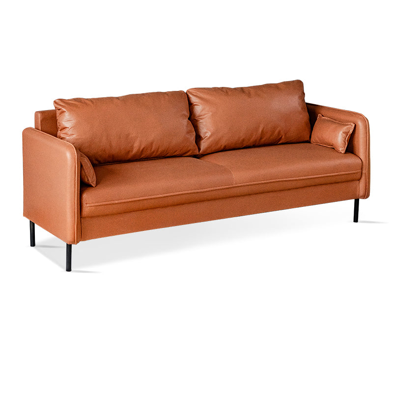 Square Arm Faux Leather Sofa Id Century Loose Back Single Cushion Sofa