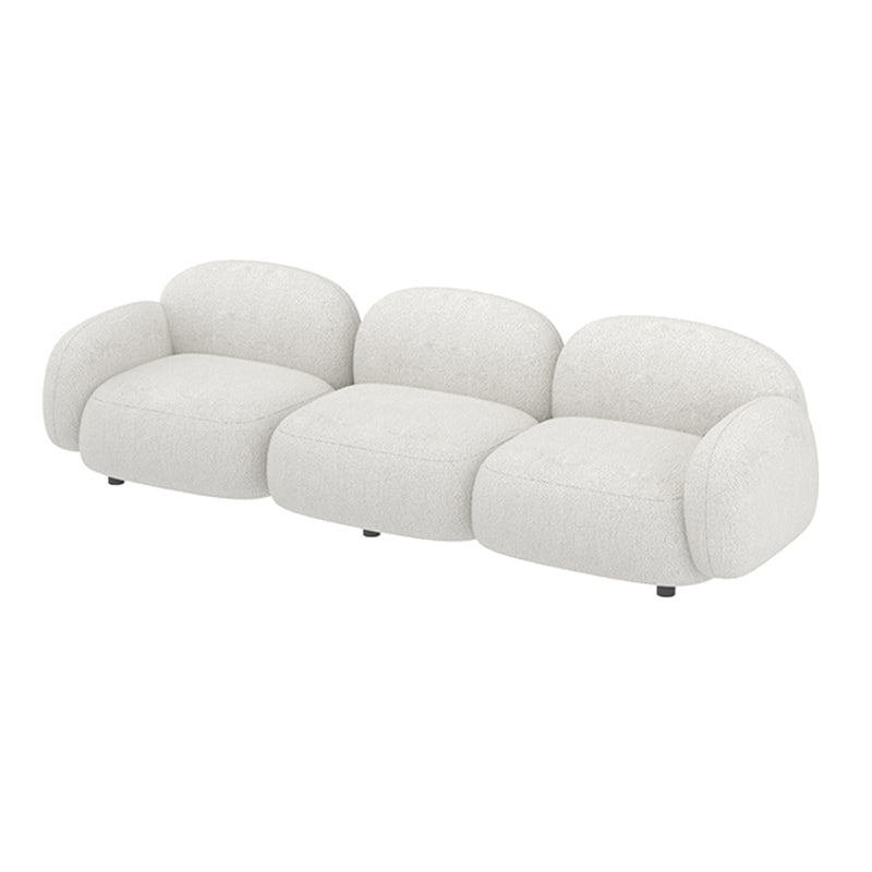 Square Arm Wool Sofa Scandinavian 1/2/3-Seater Sofa in White