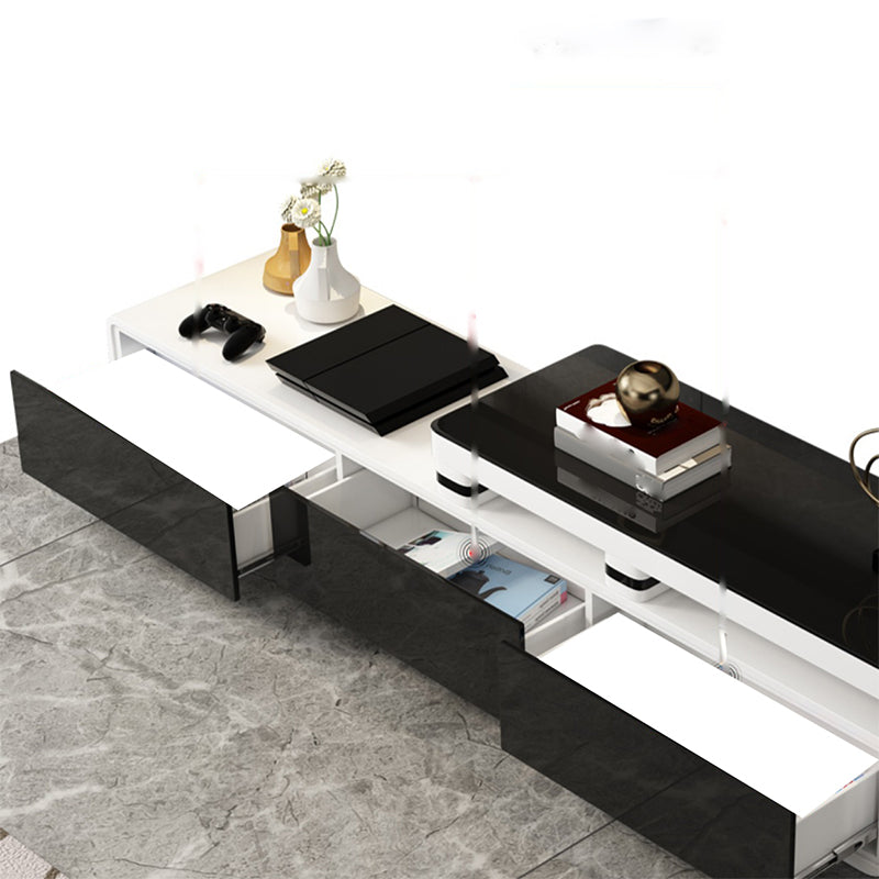 Glass TV Media Stand Contemporary Stand Console with Drawers Clearhalo 'furn' 'furn_tv_stands_entertainment_centers' 'Furniture' 'Living Room Furniture' 'TV Stands & Entertainment Centers' 'TV Stands & Media Storage Furniture' 'tv_stands_entertainment_centers' 7416207