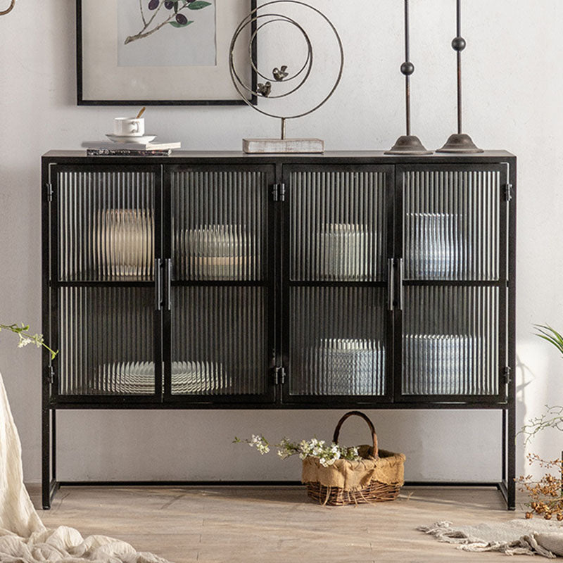 Puerto de vidrio de estilo contemporáneo aparador de buffet de metal para el hogar