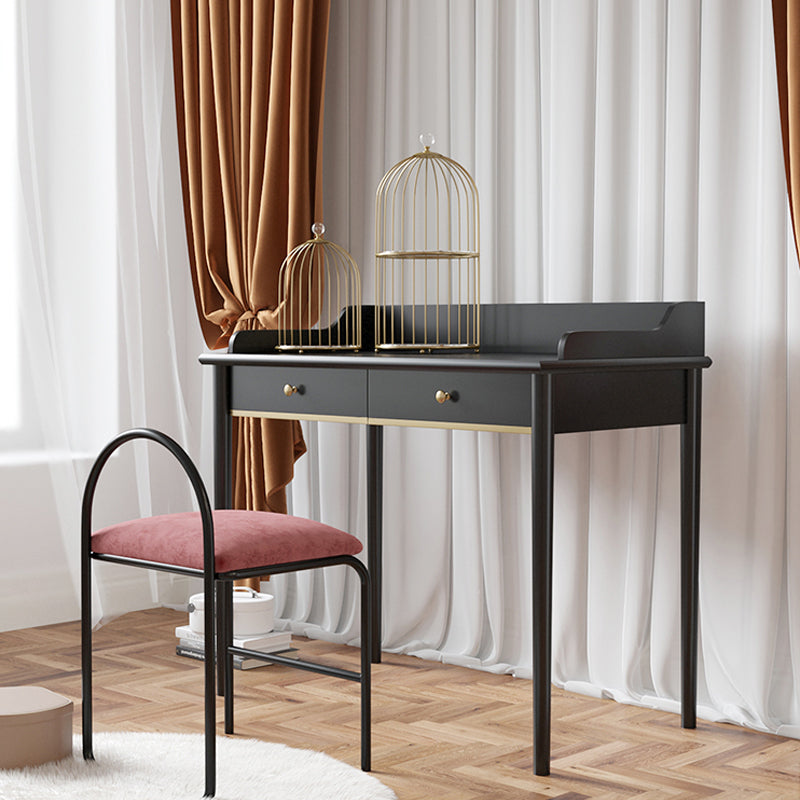 Vanità del trucco moderna della metà del secolo con cassetti in legno nero nero