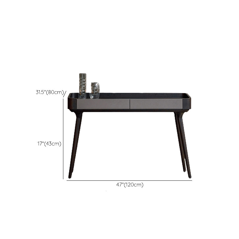 Tocador de maquillaje de madera maciza contemporánea con cajones y taburetes para dormitorio