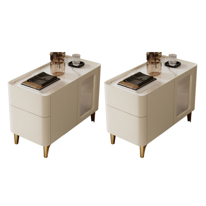 4 Legs End Table Set No Distressing Rectangular Side Table with 2 Drawers White Casters Not Included 2 Clearhalo 'Coffee & Accent Tables' 'End & Side Tables' 'end_side_tables' 'furn' 'furn_end_side_tables' 'Furniture' 'Living Room Furniture' 7420656