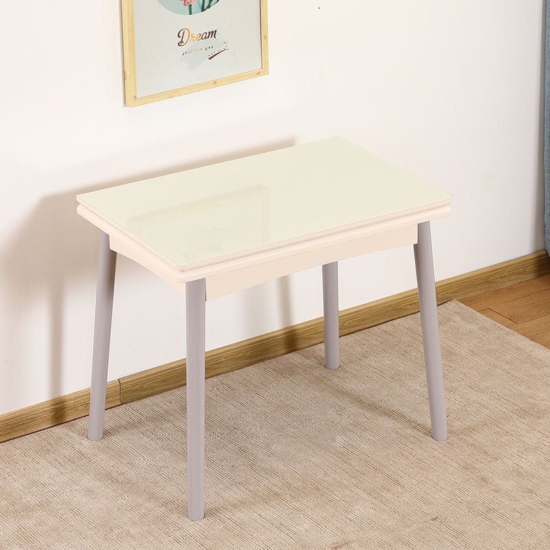 Extendable Dining Table Rectangle Table for Kitchen Dining Room Gray-White Without Chairs Clearhalo 'Dining Tables & Seating' 'Dining Tables' 'dining_table' 'furn' 'furn_dining_table' 'Furniture' 'Kitchen & Dining Furniture' 7421057