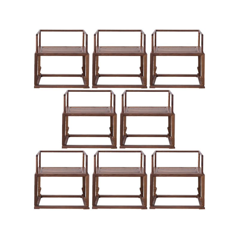 Traditional Style Dining Chair Wooden Open Back Arm Chair for Home